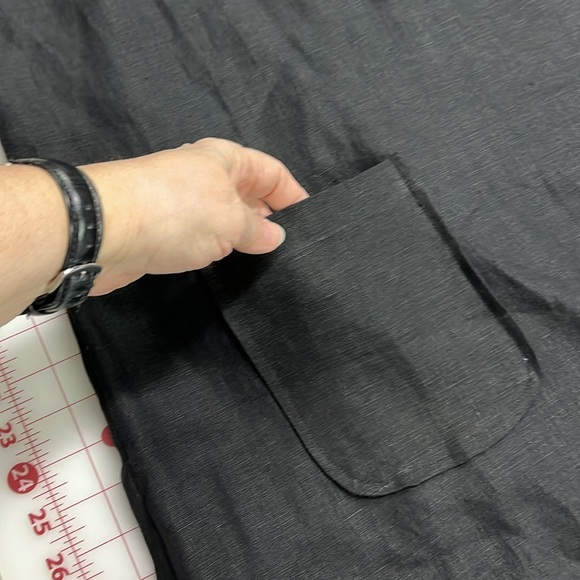 TURN BLACK Linen Boatneck Keyhole Sleeveless Minimalist Lagenlook Black Shift XL - Picture 6 of 16